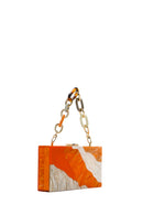 Women's Orange Long Chain Strap Mini Box Bag | Derimod Women's Orange Long Chain Strap Mini Box Bag | Derimod