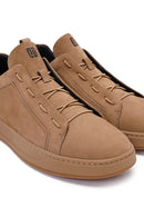Male Mink Lace-Up Nubuck Leather Sneaker | Derimod Male Mink Lace-Up Nubuck Leather Sneaker | Derimod