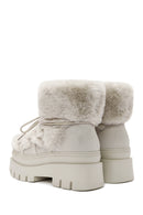 Women's Cream Thick Soled Plush Detailed Boots | Derimod Women's Cream Thick Soled Plush Detailed Boots | Derimod