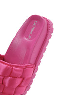 Women's Pink Thick-Soled Knitted Patterned Slippers | Derimod Women's Pink Thick-Soled Knitted Patterned Slippers | Derimod