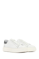 Men's White Lace-Up Thick-Soled Leather Sneakers | Derimod Men's White Lace-Up Thick-Soled Leather Sneakers | Derimod