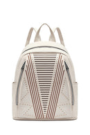 Women's Cream Printed Backpack | Derimod Women's Cream Printed Backpack | Derimod
