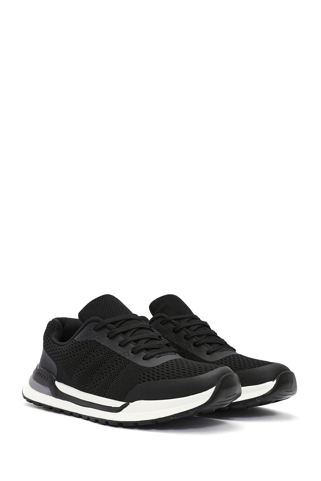 Erkek Siyah Bağcıklı Kumaş Sneaker