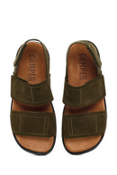 Camper Men's Green Brutus Leather Sandals | Derimod Camper Men's Green Brutus Leather Sandals | Derimod
