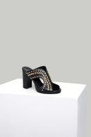 Heeled Women's Leather Slippers | Derimod Heeled Women's Leather Slippers | Derimod