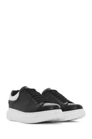 Erkek Siyah Bağcıklı Kalın Tabanlı Deri Sneaker | Derimod Erkek Siyah Bağcıklı Kalın Tabanlı Deri Sneaker | Derimod