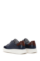Men's Navy Blue Leather Sneaker | Derimod Men's Navy Blue Leather Sneaker | Derimod