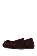 Woman Brown Buckled Suede Leather Ballet Flat | Derimod Woman Brown Buckled Suede Leather Ballet Flat | Derimod