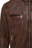 Immobile Men's Brown Sport Leather Jacket | Derimod Immobile Men's Brown Sport Leather Jacket | Derimod