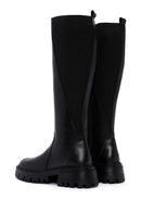 Women's Black Zippered Thick Soled Leather Boots | Derimod Women's Black Zippered Thick Soled Leather Boots | Derimod