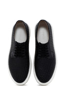 Erkek Siyah Bağcıklı Örgü Deri Casual Ayakkabı | Derimod Erkek Siyah Bağcıklı Örgü Deri Casual Ayakkabı | Derimod