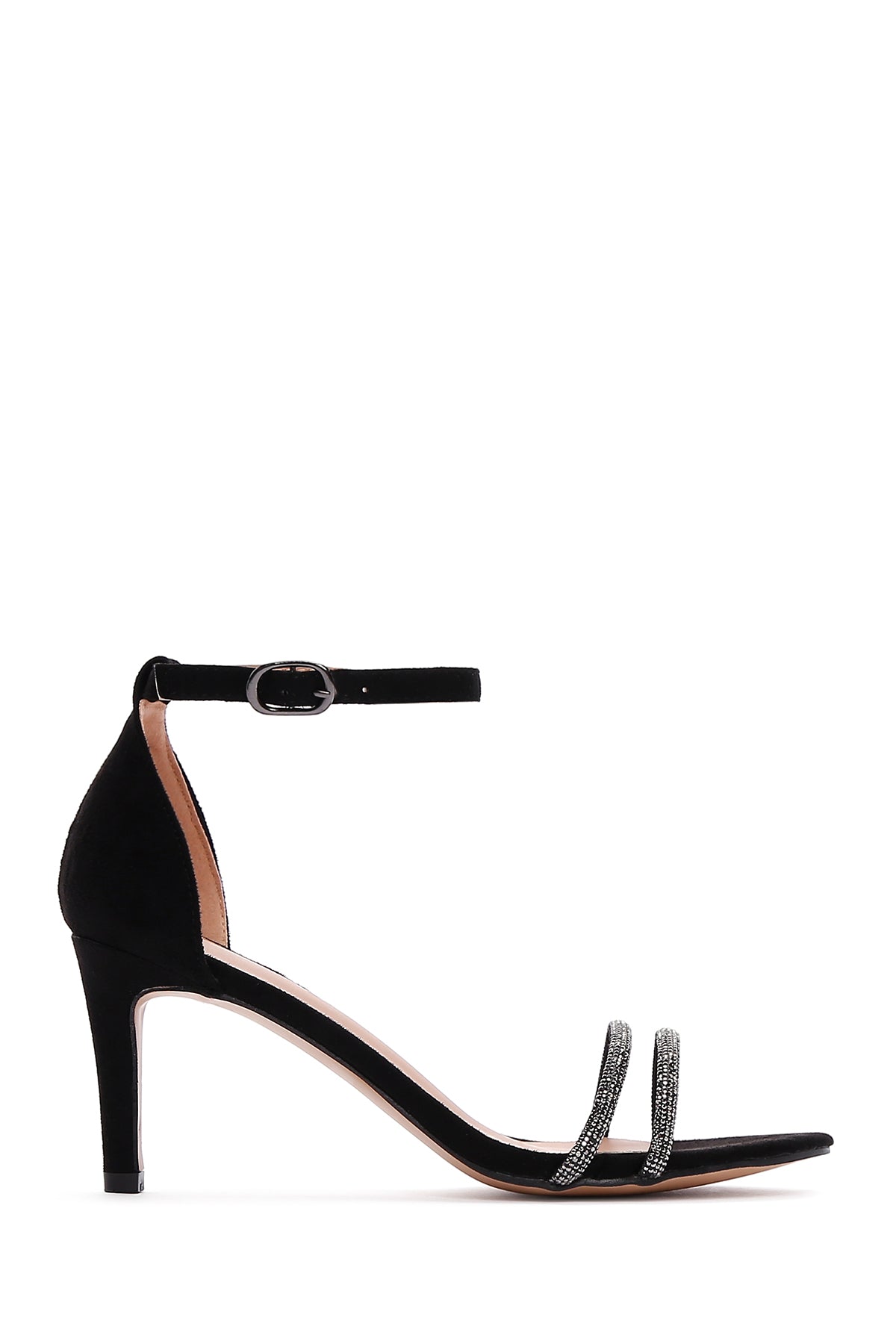Kadın Siyah Taşlı Topuklu Sandalet 23SFE464914 | Derimod