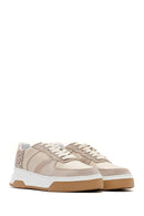 Women's Beige Suede Leather Detailed Sneaker | Derimod Women's Beige Suede Leather Detailed Sneaker | Derimod