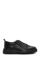 Erkek Siyah Bağcıklı Deri Sneaker | Derimod Erkek Siyah Bağcıklı Deri Sneaker | Derimod