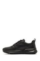 Male Black Lace-Up Thick-Soled Leather Sneaker | Derimod Male Black Lace-Up Thick-Soled Leather Sneaker | Derimod