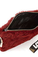 Women's Claret Red Long Strap Plush Clutch Bag | Derimod Women's Claret Red Long Strap Plush Clutch Bag | Derimod