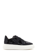 Men's Black Lace-up Patent Leather Casual Sneaker | Derimod Men's Black Lace-up Patent Leather Casual Sneaker | Derimod