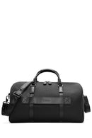 Men's Black Printed Leather Travel Bag | Derimod Men's Black Printed Leather Travel Bag | Derimod