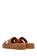 Women's Tan Thick Soled Slippers | Derimod Women's Tan Thick Soled Slippers | Derimod