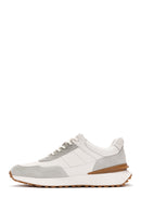 Men's White Lace-up Thick-Sole Leather Casual Sneaker | Derimod Men's White Lace-up Thick-Sole Leather Casual Sneaker | Derimod