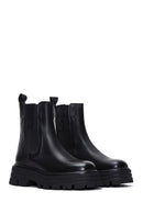 Women's Black Thick Soled Chelsea Leather Flat Boots | Derimod Women's Black Thick Soled Chelsea Leather Flat Boots | Derimod