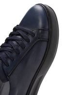 Men's Navy Blue Leather Sneaker | Derimod Men's Navy Blue Leather Sneaker | Derimod