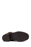 Woman Brown Zip Closure Lace-Up Chunky Heeled Suede Combat Boots | Derimod Woman Brown Zip Closure Lace-Up Chunky Heeled Suede Combat Boots | Derimod