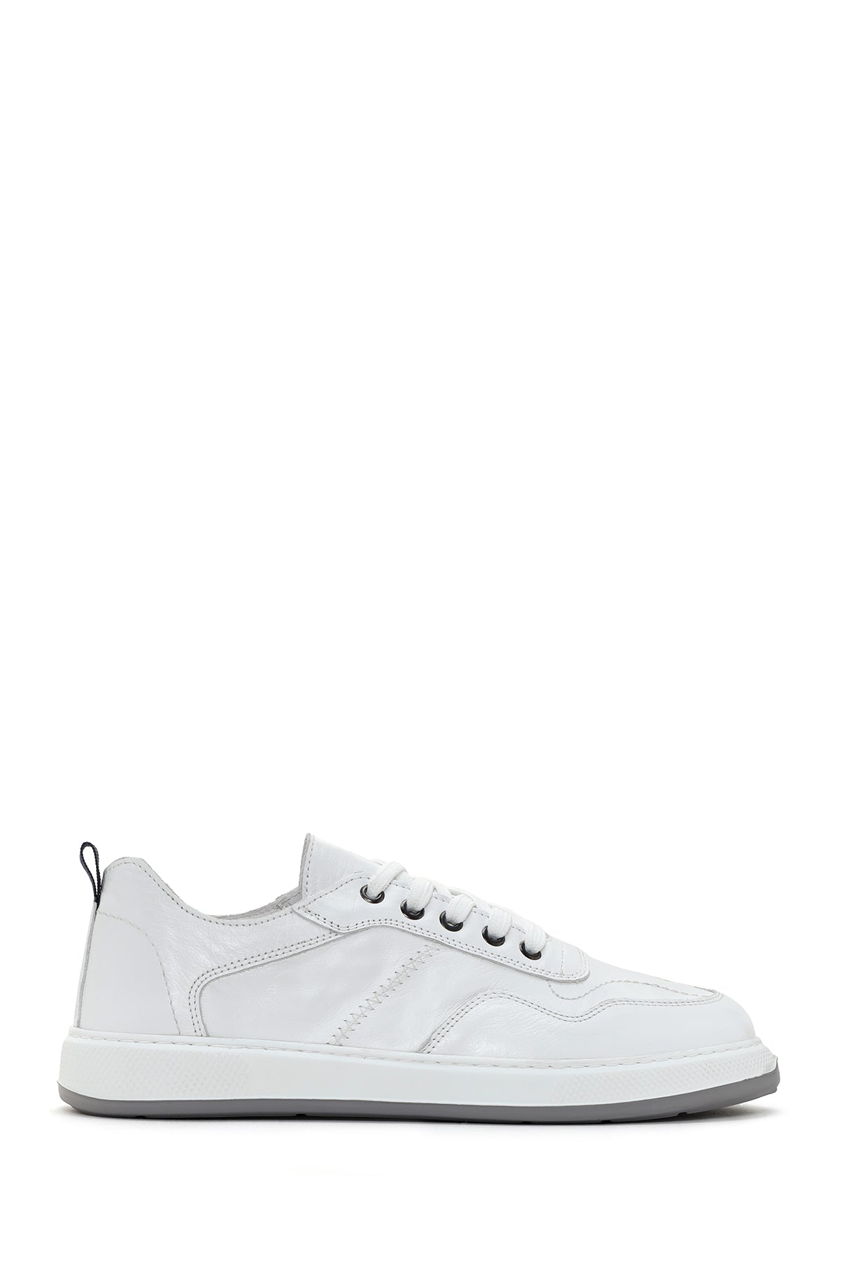 Erkek Beyaz Bağcıklı Deri Sneaker