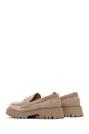 Women's Beige Leather Suede Masculine Loafer | Derimod Women's Beige Leather Suede Masculine Loafer | Derimod