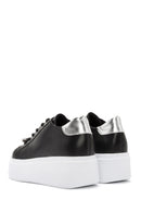 Women's Black Lace-Up Thick Soled Sneaker | Derimod Women's Black Lace-Up Thick Soled Sneaker | Derimod