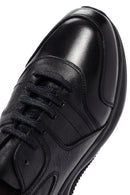 Erkek Siyah Bağcıklı Deri Casual Sneaker | Derimod Erkek Siyah Bağcıklı Deri Casual Sneaker | Derimod