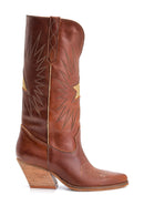 Women's Cowboy Leather Boots | Derimod Women's Cowboy Leather Boots | Derimod