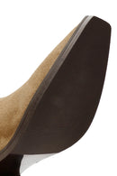 Woman Brown Chunky Heeled Suede Cowboy Boots | Derimod Woman Brown Chunky Heeled Suede Cowboy Boots | Derimod