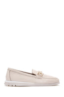 Women's Cream Buckled Leather Comfort Loafer | Derimod Women's Cream Buckled Leather Comfort Loafer | Derimod