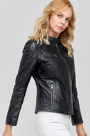 Lucky Women's Black Leather Jacket | Derimod Lucky Women's Black Leather Jacket | Derimod
