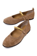 Woman Light Mink Buckled Suede Leather Ballet Flat | Derimod Woman Light Mink Buckled Suede Leather Ballet Flat | Derimod