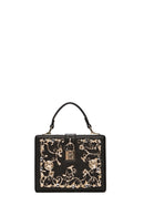 Women's Black Long Strap Patterned Clutch Bag | Derimod Women's Black Long Strap Patterned Clutch Bag | Derimod