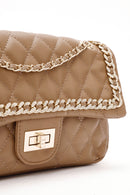 Kadın Bej Uzun Askılı Kapitone Desenli Omuz Çantası | Derimod Kadın Bej Uzun Askılı Kapitone Desenli Omuz Çantası | Derimod