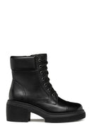 Geox Women's Black Spherica Ec15 Lace-Up Thick Heeled Leather Boots | Derimod Geox Women's Black Spherica Ec15 Lace-Up Thick Heeled Leather Boots | Derimod