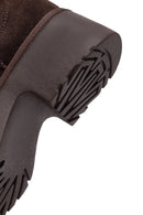 Woman Brown Thick-Soled Fur-Lined Suede Teddy Boots | Derimod Woman Brown Thick-Soled Fur-Lined Suede Teddy Boots | Derimod