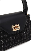 Woman Black Long-Strap Patterned Shoulder Bag | Derimod Woman Black Long-Strap Patterned Shoulder Bag | Derimod