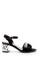 Women's Embroidered Detailed Heeled Sandals | Derimod Women's Embroidered Detailed Heeled Sandals | Derimod