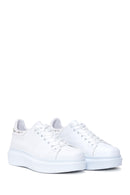 Women's White Stone Thick Soled Sneaker | Derimod Women's White Stone Thick Soled Sneaker | Derimod