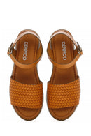 Women's Brown Ankle-Strap Braided Thick-Soled Leather Sandals | Derimod Women's Brown Ankle-Strap Braided Thick-Soled Leather Sandals | Derimod