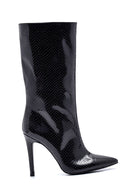 Women's Snake Patterned Derimod X Whenever Company Heeled Boots | Derimod Women's Snake Patterned Derimod X Whenever Company Heeled Boots | Derimod