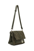 Woman Green Long-Strap Suede Crossbody Bag | Derimod Woman Green Long-Strap Suede Crossbody Bag | Derimod
