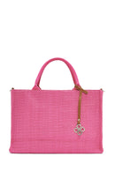 Women's Pink Straw Shoulder Bag | Derimod Women's Pink Straw Shoulder Bag | Derimod