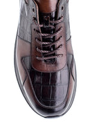 Men's Leather Crocodile Patterned Sneaker | Derimod Men's Leather Crocodile Patterned Sneaker | Derimod