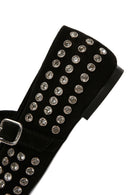 Women's Black Stone Leather Ballerinas | Derimod Women's Black Stone Leather Ballerinas | Derimod