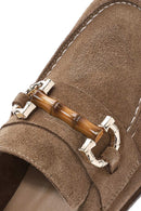 Women's Tan Buckle Detailed Suede Leather Masculine Loafer | Derimod Women's Tan Buckle Detailed Suede Leather Masculine Loafer | Derimod